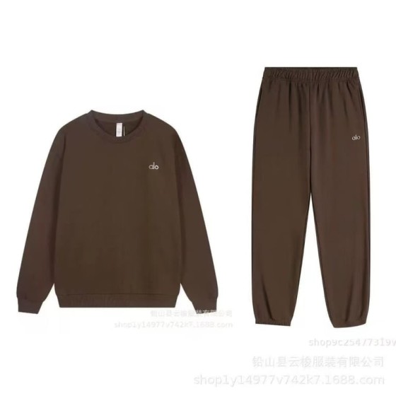 ALO Dark Brown Crew Neck Jogger Suit